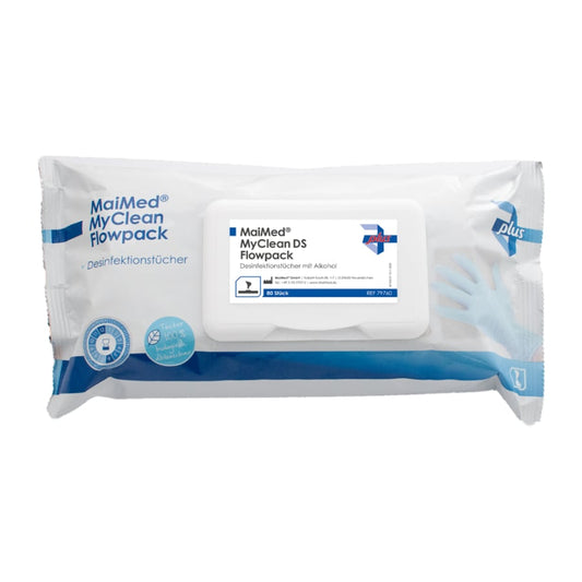 MaiMed MyClean DS Flowpack, 80 φύλλα 20x20 cm, εμποτισμένα μαντηλάκια | Συσκευασία (80 τεμάχια)