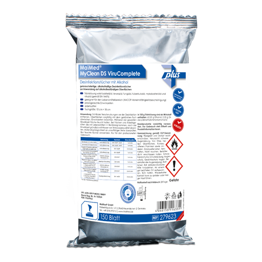 MaiMed MyClean DS ViruComplete Refill 120 τεμάχια. Μαντηλάκια εμποτισμένα-ουδέτερα 15x18cm | Συσκευασία (150 τεμάχια)