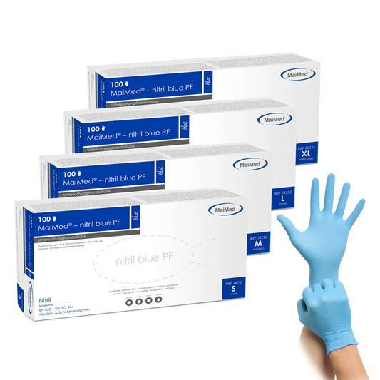 MaiMed-nitrile blue PF Blue, μη αποστειρωμένο, σε σκόνη. Γάντια χωρίς λάτεξ 100 τεμάχια/κουτί