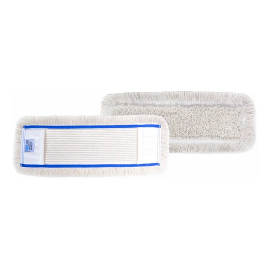 Abgebildet sind zwei rechteckige weiße Arcora Universal Bw Bezug-Pads der Arcora International GmbH – eines zeigt die strukturierte Reinigungsoberfläche, das andere die Rückseite mit blauem Rand und Etikett – ideal für die industrielle Reinigung mit Ihrer bevorzugten Lösung.