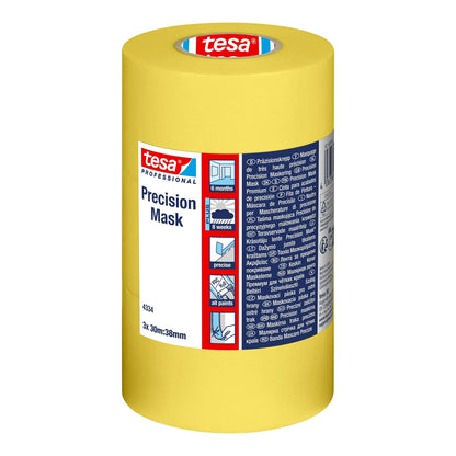 tesa Professional 4334 Präzisionskrepp PLUS, gelb kleiner Kern, 30 m x 38 mm