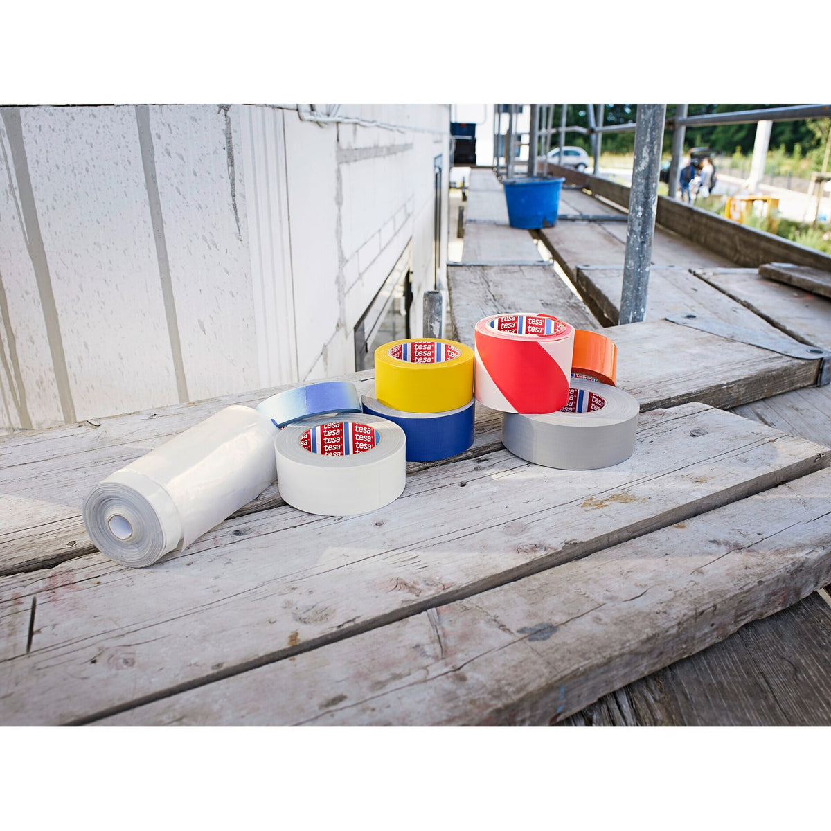 tesa Professional 4373 Easy Cover UV Extra Stark Abdeckfolie, grau-weiß – Anwendung