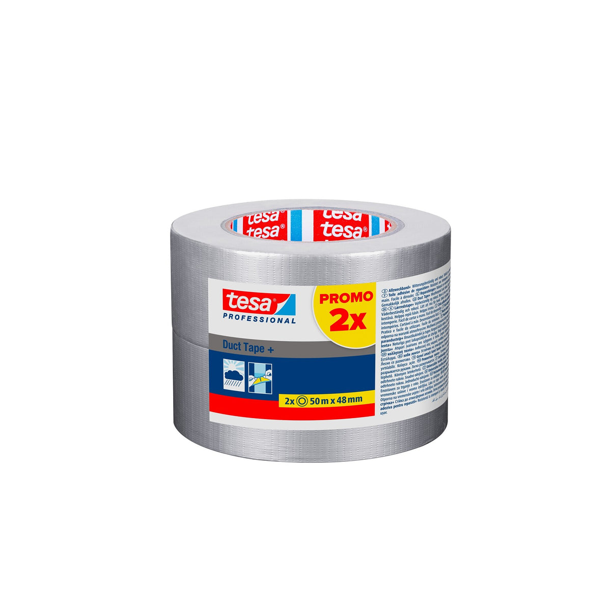 tesa 4619PRO Duct Tape+, 50 m x 48 mm, silber-grau