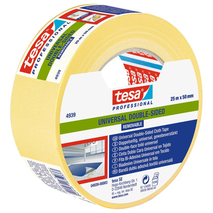 tesa Professional 4939 Verlegeband ablösbar universal, weiß-transluzent 25 m x 50 mm