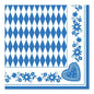 Οι PAPSTAR χαρτοπετσέτες 1/4-πτυχή, 40x40 cm μπλε, "Bayrisch Blau" από την PAPSTAR GmbH έχουν ένα μπλε-λευκό διαμαντένιο κέντρο με μπλε λουλουδάτο και καρδιοειδές περίγραμμα - ιδανικές βαυαρικές χαρτοπετσέτες για το Oktoberfest (50 κομμάτια).