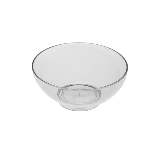Τα Starpak 50 Fingerfood-Schalen, PS glasklar, είναι διαφανή, στρογγυλά πλαστικά μπολ με ευρύ άνοιγμα στην κορυφή – ιδανικά για το σερβίρισμα fingerfood σε εκδηλώσεις, απεικονισμένα σε ένα απλό λευκό φόντο.