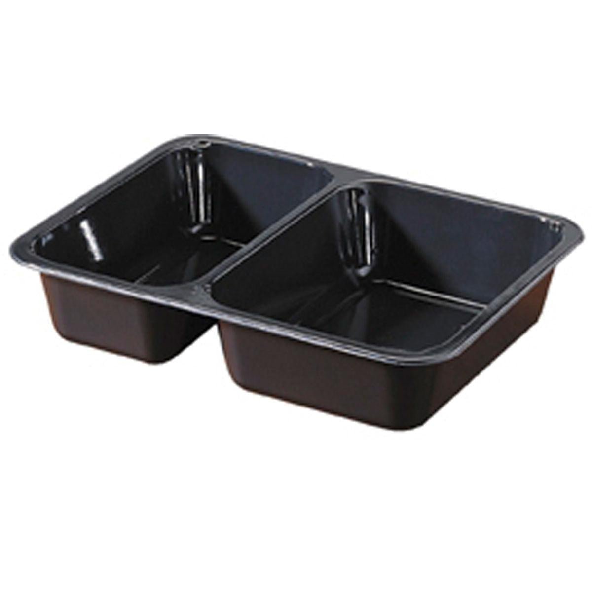 Το CPET μπολ 225x175x43 mm από την Duni GmbH με δύο ορθογώνια διαμερίσματα σε μαύρη πλαστική συσκευασία είναι ιδανικό για τρόφιμα, π.χ. έτοιμα γεύματα ή takeaway, και διατίθεται σε συσκευασία των 300 τεμαχίων.