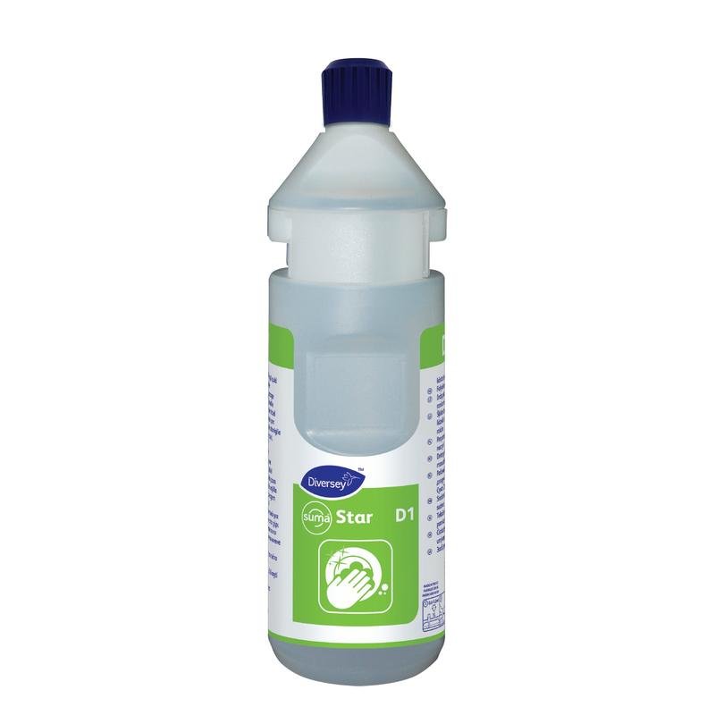 Το κιτ μπουκαλιών Suma Star-plus D1 plus (0,75l) από την Diversey Deutschland GmbH & Co. OHG είναι ένα επαναγεμιζόμενο μπουκάλι με ταινία διανομής, κατάλληλο για συστήματα Divermite και DQFM. Διατίθεται σε κουτιά με 6 μπουκάλια.