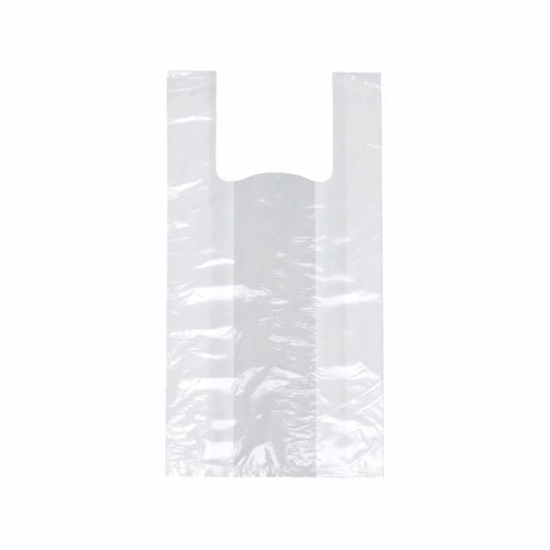 Η σακούλα μεταφοράς Starpak 200, HDPE λευκό, παρουσιάζεται άδεια με δύο λαβές μπροστά σε απλό λευκό φόντο, υπογραμμίζοντας τον ελαφρύ και φιλικό προς το περιβάλλον σχεδιασμό της.