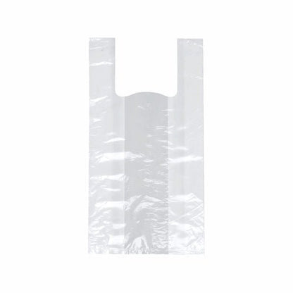 Η σακούλα μεταφοράς Starpak 200, HDPE λευκό, παρουσιάζεται άδεια με δύο λαβές μπροστά σε απλό λευκό φόντο, υπογραμμίζοντας τον ελαφρύ και φιλικό προς το περιβάλλον σχεδιασμό της.
