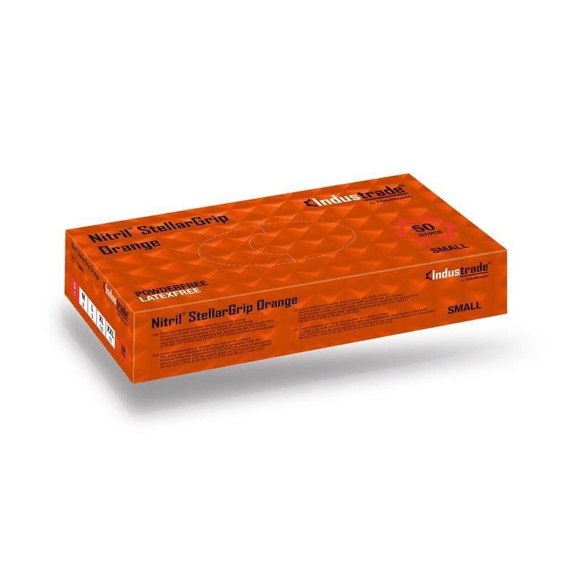 Meditrade stellargrip, πορτοκαλί μίας χρήσης γάντι από νιτρίλιο