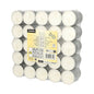 Μια συσκευασία με 100 λευκά ρεσώ Starpak (Ø 39 mm, 15 mm) σε ασημένιες θήκες, στοιβαγμένα σε πέντε σειρές και τυλιγμένα σε συρρικνούμενο φιλμ, με μια κίτρινη ετικέτα με πληροφορίες προϊόντος και σύμβολα ασφαλείας στο μπροστινό μέρος.