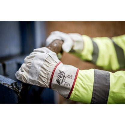 NITRAS APOLLO, γάντια από δέρμα αγελάδας ολόσπορο, φυσικό χρώμα / γκρι