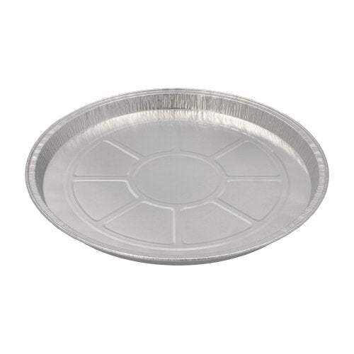 Οι Starpak 25 Rundformen, Alu rund από Starpak είναι μια στρογγυλή μίας χρήσης φόρμα κέικ από αλουμίνιο με λεία μέση και ανάγλυφες γραμμές – τέλεια για ψήσιμο λόγω της εξαιρετικής θερμικής αγωγιμότητάς της, απεικονίζεται σε λευκό φόντο.
