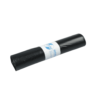 Ένας ρολός σάκων απορριμμάτων DEISS ECOFINE® 13900 από ανακυκλωμένο LDPE/LLDPE, 120 λίτρα, από την EMIL DEISS KG (GmbH + Co.), με λευκή ετικέτα, για φιλική προς το περιβάλλον απόρριψη, φαίνεται σε λευκό φόντο.