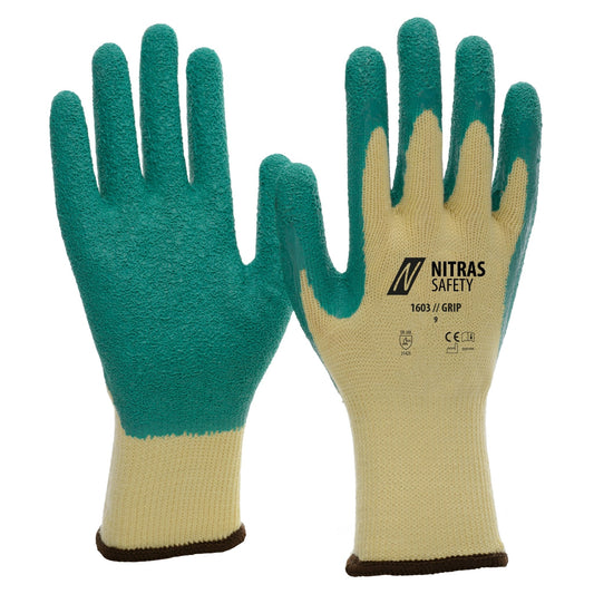 NITRAS GRIP, γάντια latex, κίτρινο / πράσινο