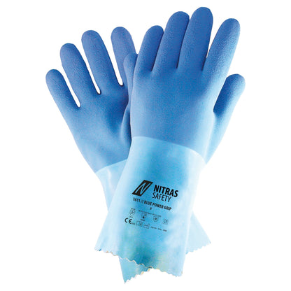 NITRAS BLUE POWER GRIP, γάντια χημικής προστασίας, μπλε