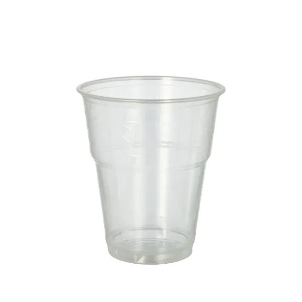 Η PAPSTAR GmbH 70 ποτήρι κρύων ποτών, PLA "pure" διαυγές με αφρώδη άκρη, είναι ένα φιλικό προς το περιβάλλον ποτήρι, ιδανικό για το σερβίρισμα κρύων ποτών και απεικονίζεται εδώ άδειο σε ένα απλό λευκό φόντο.