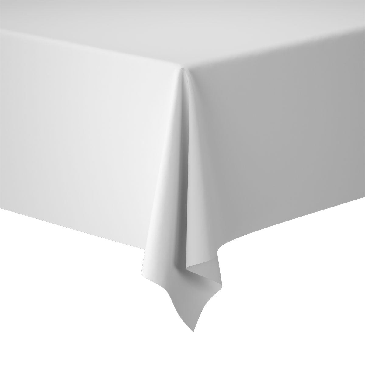 Το τραπεζομάντιλο Evolin 127 x 220 cm της Duni GmbH απλώνεται απαλά πάνω σε ένα ορθογώνιο τραπέζι, οι μαλακές πτυχές του πέφτουν κομψά μπροστά από ένα απλό λευκό φόντο.