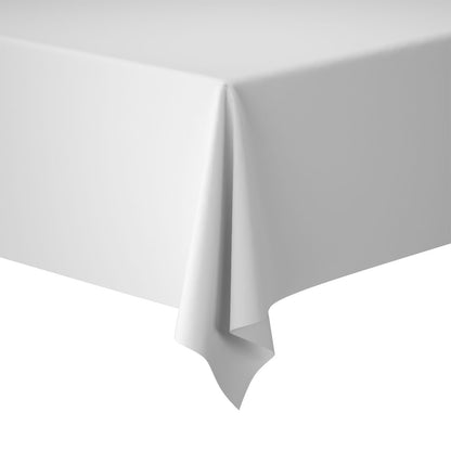 Το τραπεζομάντιλο Evolin 127 x 220 cm της Duni GmbH απλώνεται απαλά πάνω σε ένα ορθογώνιο τραπέζι, οι μαλακές πτυχές του πέφτουν κομψά μπροστά από ένα απλό λευκό φόντο.