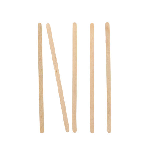 Πέντε PAPSTAR αναδευτήρες "pure" της PAPSTAR GmbH στέκονται όρθιοι σε λευκό φόντο, με τον τέταρτο αναδευτήρα να είναι κεκλιμένος προς τα αριστερά σαν εγκοπές. Το ανοιχτό φυσικό ξύλο δίνει στον αναδευτήρα μια καθαρή, μινιμαλιστική αίσθηση.