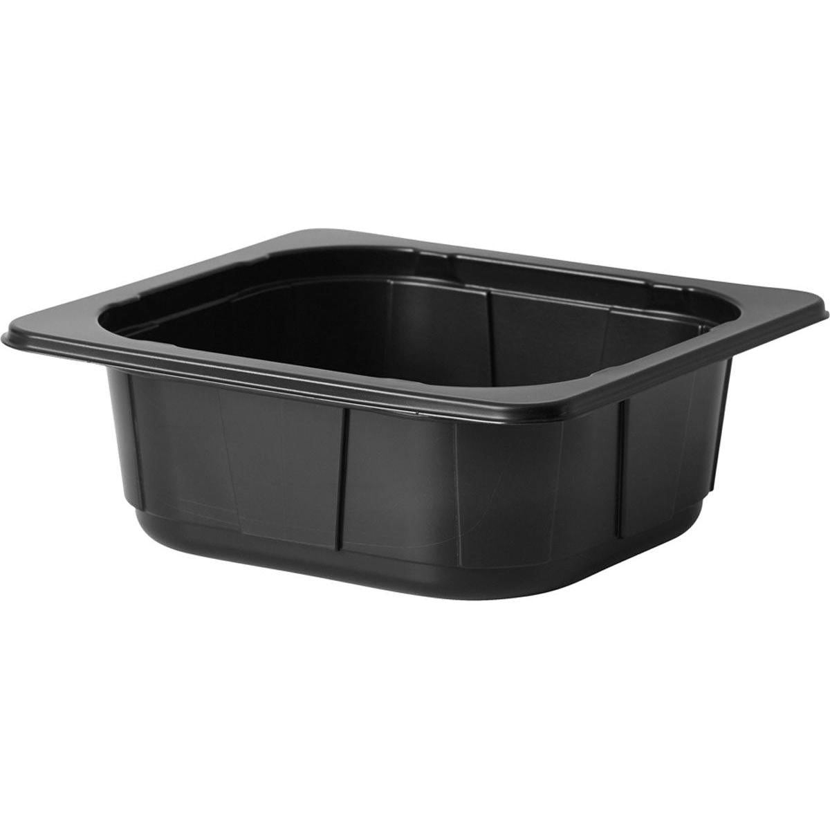 Η Duni GmbH PP Schale 1/6 GN Schwarz (176x162x60 mm, συσκευασία με 318 τεμάχια) είναι με το φαρδύ της χείλος και τις κωνικές πλευρές ιδανική για τη μεταφορά τροφίμων στη γαστρονομία. Απεικονίζεται σε μονόχρωμο λευκό φόντο.