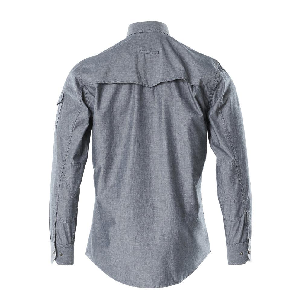 Πουκάμισο Chambray με δικτυωτή φόδρα, πλυμένο σκούρο τζιν