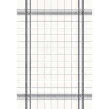 Das Duni GmbH Tischwäsche Tuch 38x54 cm grau (50er Pack) hat einen weißen Hintergrund mit einem grauen Gitter und einem dicken Rand, perfekt für die Tischdekoration. Dünne Linien bilden Innenquadrate und sorgen für dezente Eleganz im Gastronomiebereich.