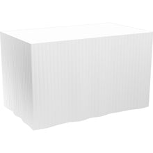 Ένας ρόλος Evolin Tisch-Skirting της Duni GmbH (72 cm x 4 m, κρεμ χρώμα) παρουσιάζεται μπροστά από ένα λευκό φόντο, με τις καθαρές διπλωμένες και πιεσμένες άκρες να είναι ορατές για μια κομψή διακόσμηση τραπεζιού.