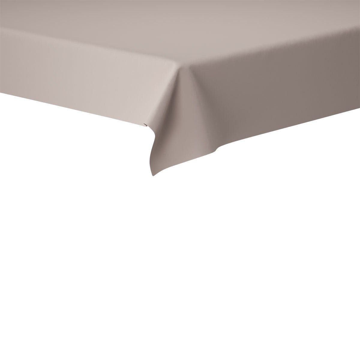 Το τραπεζομάντηλο Evolin 127 x 127 cm της Duni GmbH σε μπεζ από υψηλής ποιότητας ύφασμα είναι κομψά διπλωμένο πάνω στο τραπέζι και εντυπωσιάζει με την ανθεκτικότητά του μπροστά από απλό, λευκό φόντο.