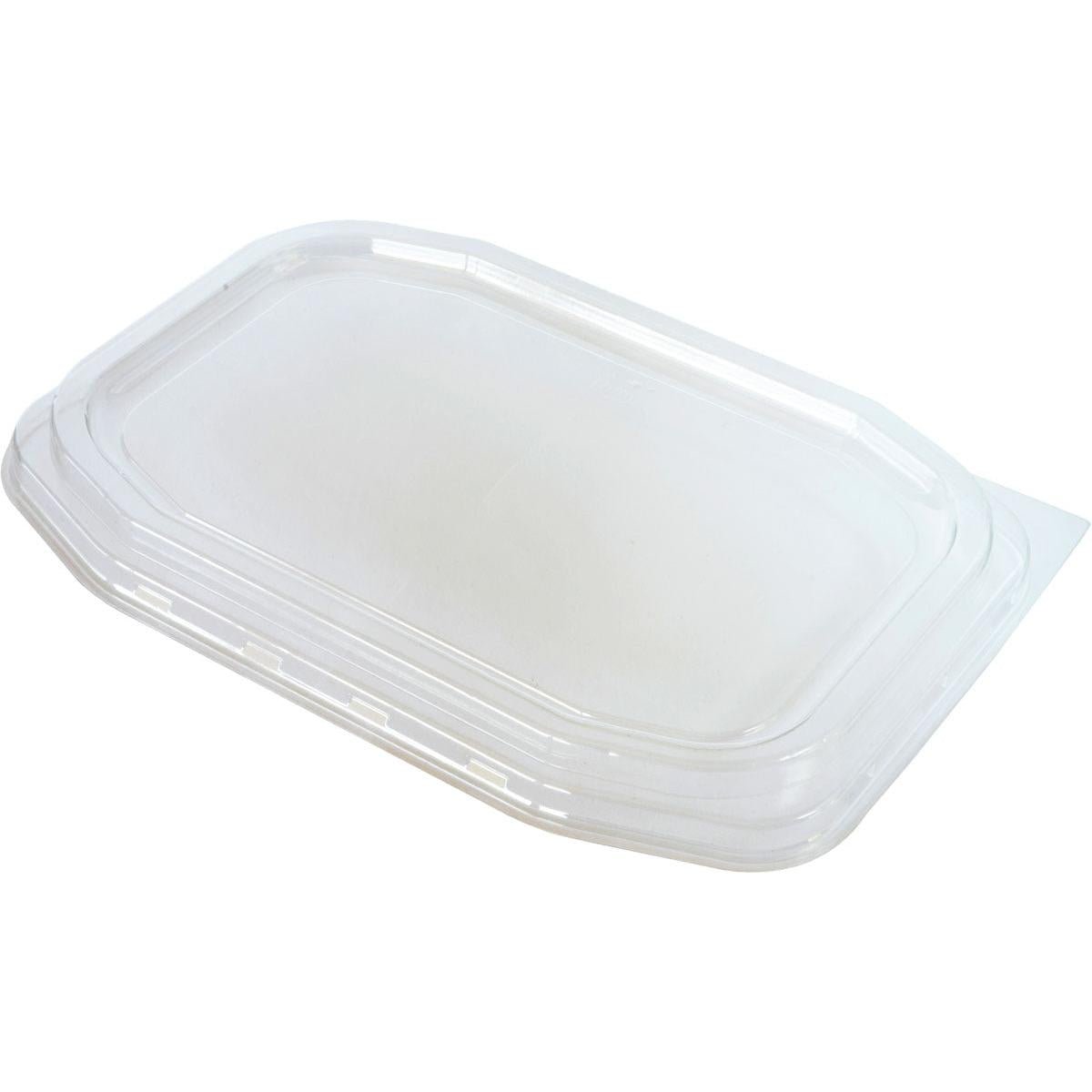Ένα διαφανές καπάκι APET για δίσκο PP HMR (221x154x14 mm) της μάρκας Duni GmbH με στρογγυλεμένες γωνίες και ανυψωμένο χείλος φαίνεται σε λευκό φόντο. Η συσκευασία περιέχει 312 τεμάχια.
