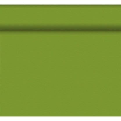 Eine flache grüne Oberfläche mit einer horizontalen Erhöhung im oberen Bereich, die an den Dunicel-Tischläufer Tête-à-Tête 24 m x 0,4 m (20 Abschnitte) der Duni GmbH erinnert, erzeugt einen subtilen Schatten und teilt das Bild in zwei Bereiche.