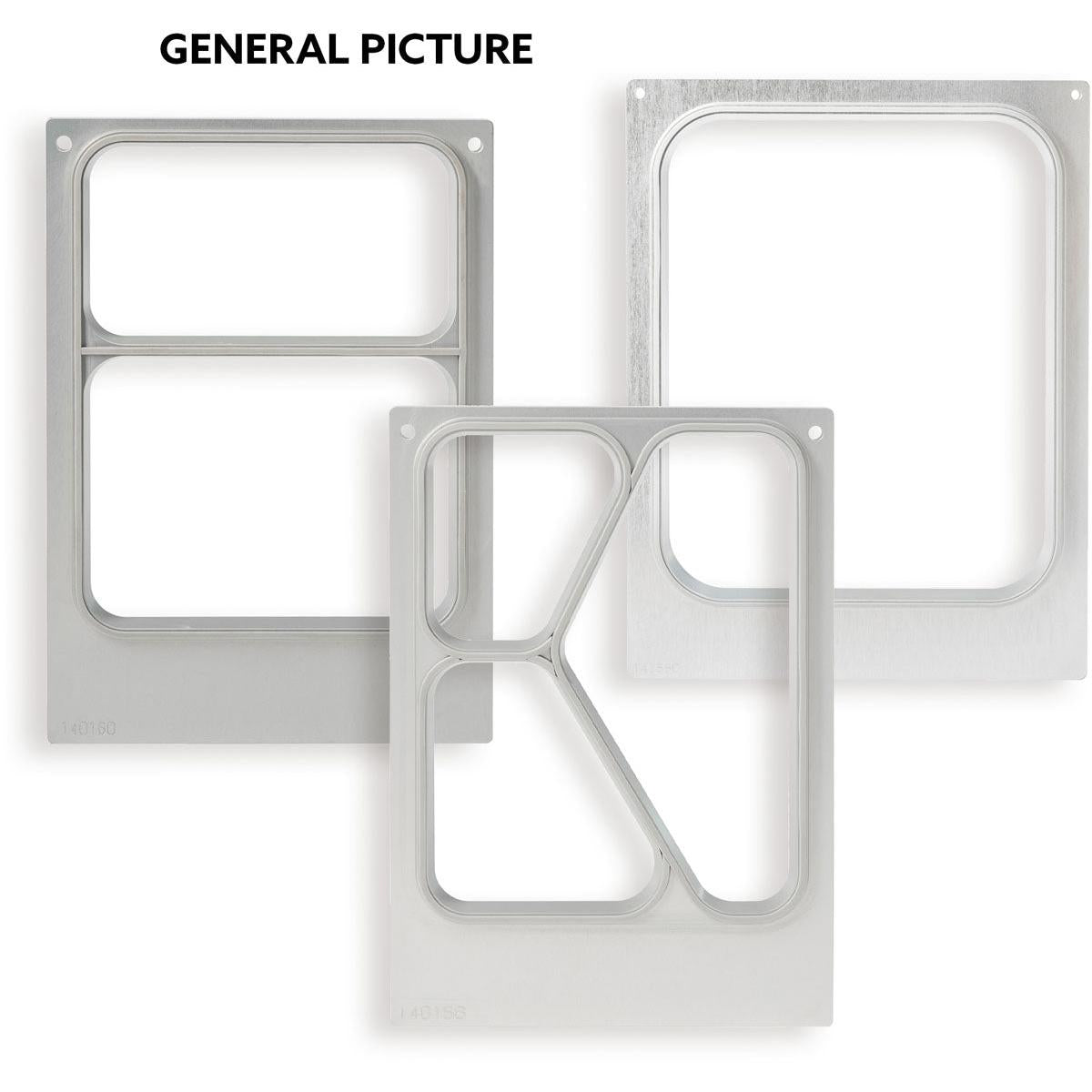 Τρία κασέτα DF10/20 πλαίσια από την Duni GmbH για 600, 700 ml CPET δίσκους απεικονίζονται μπροστά από ένα λευκό φόντο με την επιγραφή "ΓΕΝΙΚΗ ΕΙΚΟΝΑ" από πάνω. Ιδανικό για αποθήκευση στη βιομηχανία τροφίμων. Συσκευασία (1 τεμάχιο).