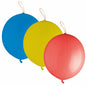 Τρεις PAPSTAR Punch Ballons (Ø 40 cm, πολύχρωμα ταξινομημένα) της PAPSTAR GmbH παρουσιάζονται σε μπλε, κίτρινο και κόκκινο με λαστιχένιες κορδέλες και θηλιές σε συσκευασία των 3 σε λευκό φόντο.