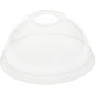 Der Duni GmbH Kuppeldeckel mit Öffnung für 188004-6, aus transparentem rPET, bietet dank Kuppelform und rutschfestem Rand eine sichere, umweltfreundliche Verpackungslösung. Packung mit 50 Stück.