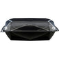 Ένα Duni GmbH Octaview® L+ Μαύρο/Διαφανές APET 225x225x80 δοχείο συλλογής με καθαρό καπάκι απεικονίζεται κλειστό και άδειο μπροστά από ένα λευκό φόντο. Η συσκευασία περιέχει 100 τεμάχια.