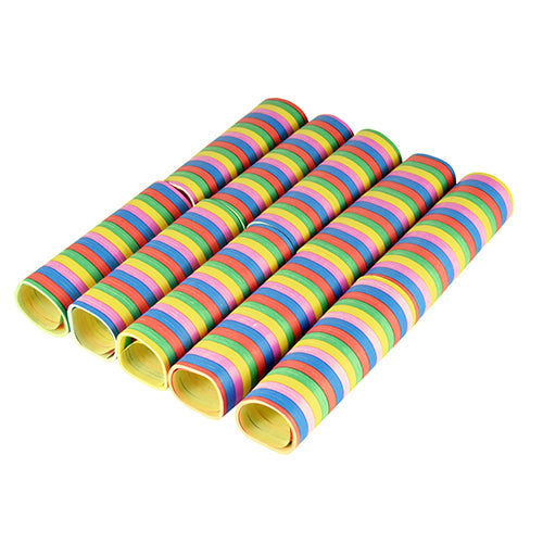Δέκα PAPSTAR σερπαντίνες 4 μ "Ρίγες" (πυρίμαχη μεμβράνη) από την PAPSTAR GmbH με πολύχρωμες ρίγες - η ιδανική διακόσμηση για πάρτι.