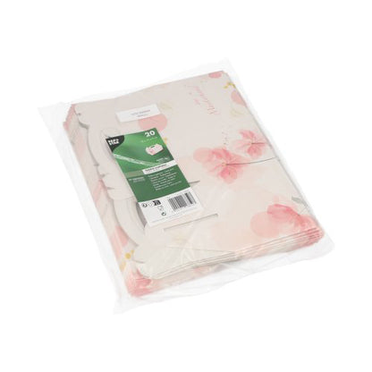 Μια διάφανη πλαστική συσκευασία περιέχει 20 PAPSTAR κουτιά γλυκών από χαρτόνι, τετράγωνα και ροζέ με λαβή. Η πράσινη ετικέτα της PAPSTAR GmbH παρέχει λεπτομέρειες προϊόντος και εξασφαλίζει μια κομψή παρουσίαση.