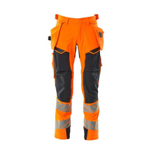 Παντελόνι με κρεμαστές τσέπες, παντελόνι ULTIMATE STRETCH, hi-vis πορτοκαλί/μαύρο-μπλε