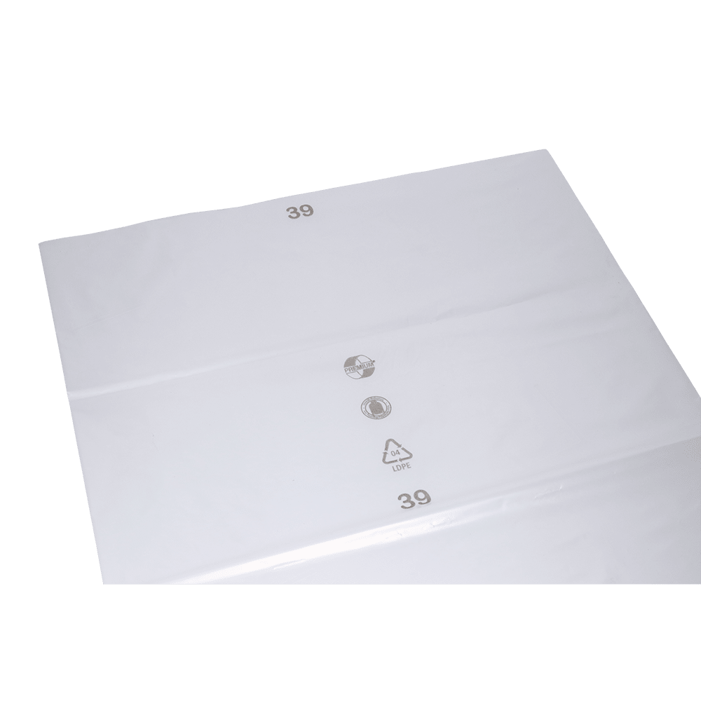 Μια διαφανής πλάκα EMIL DEISS KG (μοντέλο DEISS 19101, 700x1100x0,1 mm) βρίσκεται επίπεδη σε λευκό φόντο και είναι τυπωμένη με γκρίζα σύμβολα ανακύκλωσης και τον αριθμό 39.