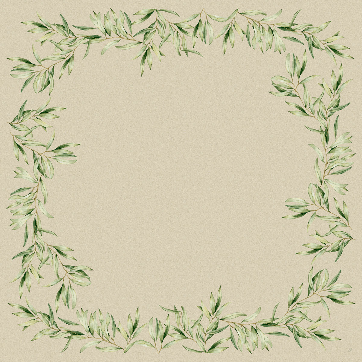 Die Dunicel-Mitteldecken 84 x 84 cm Foliage von Duni GmbH haben ein quadratisches beigefarbenes Design mit grünem Blattrand, das Ihre Tischdekoration schön einrahmt. Geliefert in Packungen zu 100 Stück, ideal für die stilvolle Tischdekoration.