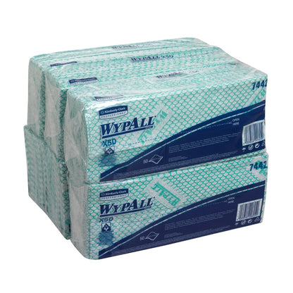 Η WypAll® X50 Critical Clean Interfold σε Πράσινο της Kimberly-Clark GmbH παραδίδεται σε 6 σακούλες από 50 φύλλα η καθεμία (χαρτοκιβώτιο, 6 σακούλες), ιδανική για επαγγελματικό και φιλικό προς το περιβάλλον καθαρισμό.