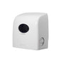 Ο διανομέας ρολού χαρτοπετσετών Aquarius™ Slimroll™ της Kimberly-Clark GmbH είναι ένας λευκός επιτοίχιος διανομέας με ένα μαύρο οβάλ παράθυρο για την ορατότητα της στάθμης του χαρτιού, έναν πλευρικό περιστροφικό διακόπτη για χειροκίνητη λειτουργία και σαφείς οδηγίες χρήσης που εξασφαλίζουν υγιεινή λειτουργία.