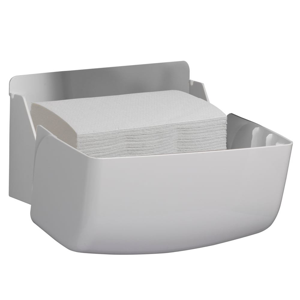 Der Aquarius™ Spender für gefaltete Handtücher von Kimberly-Clark GmbH ist ein kleiner, wandmontierter Weiß-Spender mit offenem Frontzugang für hygienische Tuchausgabe. 1 Spender pro Karton.