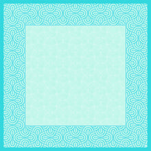 Eine quadratische Dunicel-Mitteldecke (84x84cm) der Duni GmbH, Breeze mintblau: weiß/mint-gewirbelter Rand, zartes helles Cyan-Wirbelzentrum. Ideal für frühlingshafte Tischdekoration; ohne Text oder Bilder. Packung à 20 Stück.
