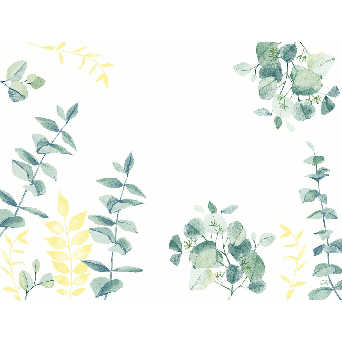 Τα χάρτινα σουπλά Duni GmbH 30x40 cm Spire με πράσινα και κίτρινα φύλλα στο μοτίβο Spire είναι ιδανικά για τη διακόσμηση εκδηλώσεων και εορταστικών τραπεζιών· κάθε συσκευασία περιέχει 250 τεμάχια.