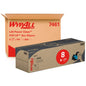 Ένα κουτί με την επιγραφή "WypAll® L40 PowerClean - Zupfbox / Λευκό" της Kimberly-Clark GmbH απεικονίζεται με μια συσκευασία με την επιγραφή "8x", που περιέχει 8 κουτιά με βιομηχανικά πανιά καθαρισμού με 100 φύλλα το καθένα - συνολικά 800 πανιά.