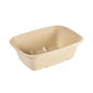 Το Cube Bowl 1200 ml - μη επικαλυμμένο Καφέ Bagasse 214x159x70 από την Duni GmbH είναι ένας ορθογώνιος, καφέ, κομποστοποιήσιμος περιέκτης τροφίμων από μορφοποιημένες ίνες (συσκευασία 40), που απεικονίζεται άδειος σε λευκό φόντο.