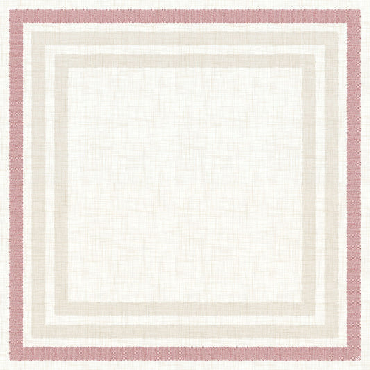Die Dunicel Mitteldecke 84x84 cm Rigato bordeaux von Duni GmbH zeichnet sich durch einen quadratischen, cremefarbenen, strukturierten Kern mit dünnen beigen, dickeren hellbeigen und gedämpften rosafarbenen, von Rigato bordeaux inspirierten Rändern aus. Packung: 20 Stück. Ideal für vielseitige Anwendungen.