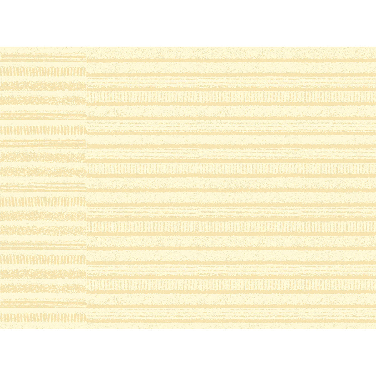 Ein digitales Bild mit horizontalen Linien in Creme und Hellgelb auf Weiß erinnert an das Aussehen der Bio-Dunicel-Sets 30x40 Tessuto creme - hochwertige Tischsets (Packung 100 Stück) der Duni GmbH, die ein sanftes, raffiniertes Ambiente ausstrahlen.
